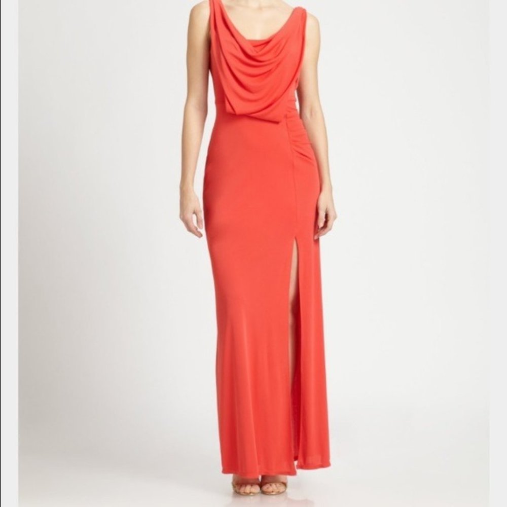 bcbg max azaria coral cowl drape dress
